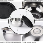 Juego de 7 cuencos de ensalada premium de acero inoxidable con tapas, juego de cuencos apilables, cuencos gruesos duraderos, aptos para ensaladas, aptos para lavavajillas y microondas, ideales para Navidad, Hanukkah, Pascua, Acción de Gracias, almacén loc