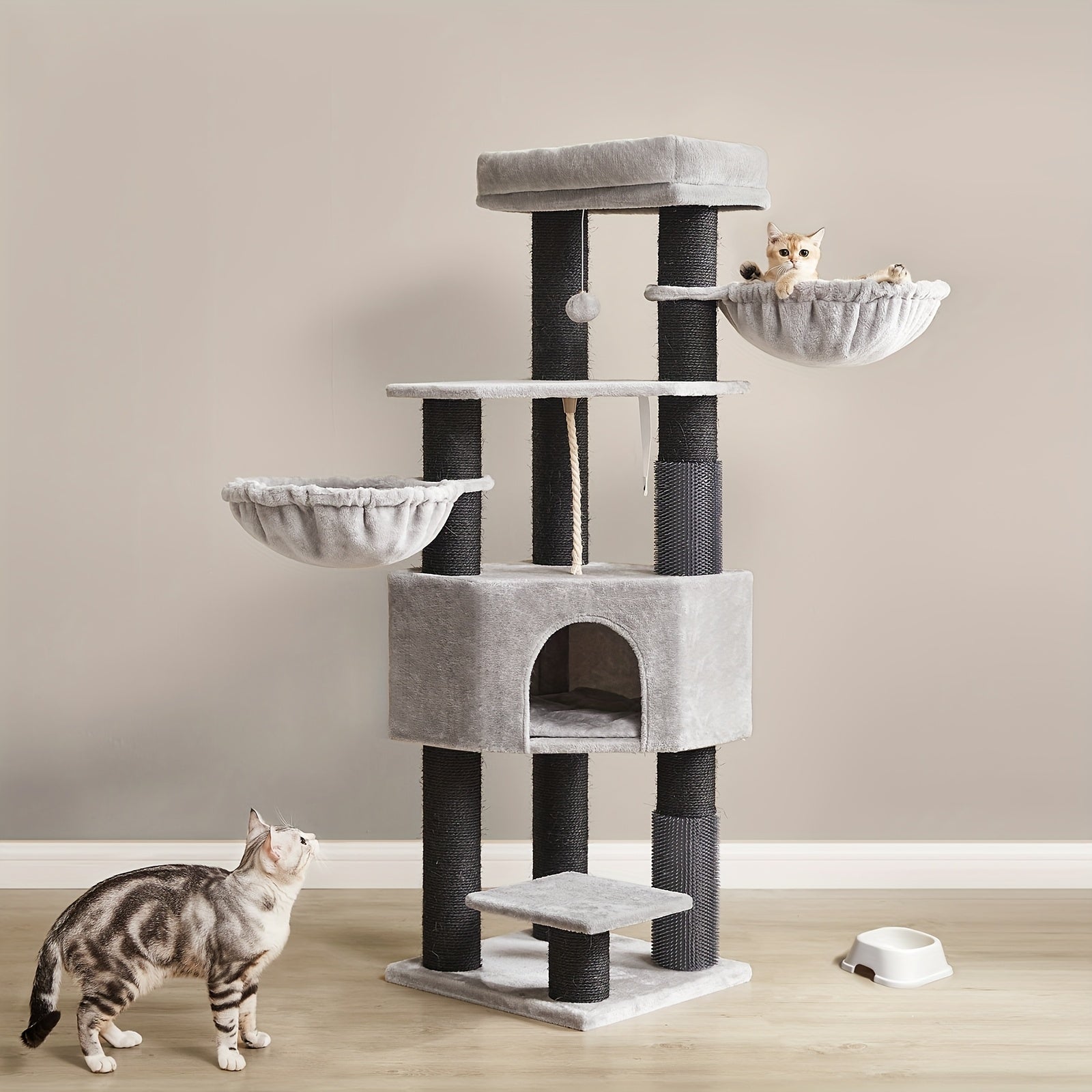 Rascador para gatos | Árbol para Gatos de Alta Resistencia con Múltiples Niveles para Gatos Grandes, Almohadillas Autocalentables, Autogroomers y
