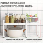 Organizador de Estantes de Cocina Metálicos Ajustables y Expandibles, Estante de Especias para Alacenas y Encimeras, Ideal para Despensa, Baño - Estantes de Soporte Superior Multiusos, Organizadores y Almacenamiento de Cocina, Estantes de Utilidad