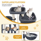 Poste Rascador para Gatos 200cm XXL, Incluye 10 Postes Rascadores, 2 Camas para Gatos, 2 Hamacas, Plataforma Grande, Cepillo para Gatos, Cesta, Árbol para Gatos de Alta Resistencia, Adecuado para Maine Coons y Gatos Grandes, Gris Claro, Gris Oscuro, Beige