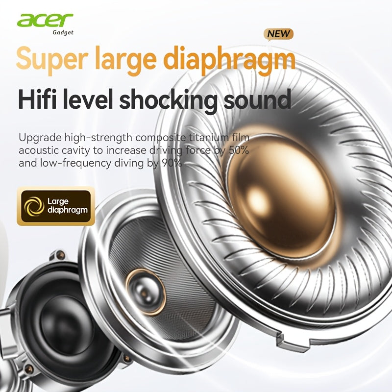 Auriculares Bluetooth | Auriculares inalámbricos supraaurales Acer Ohr559, sonido estéreo de alta fidelidad de baja frecuencia, reducción de