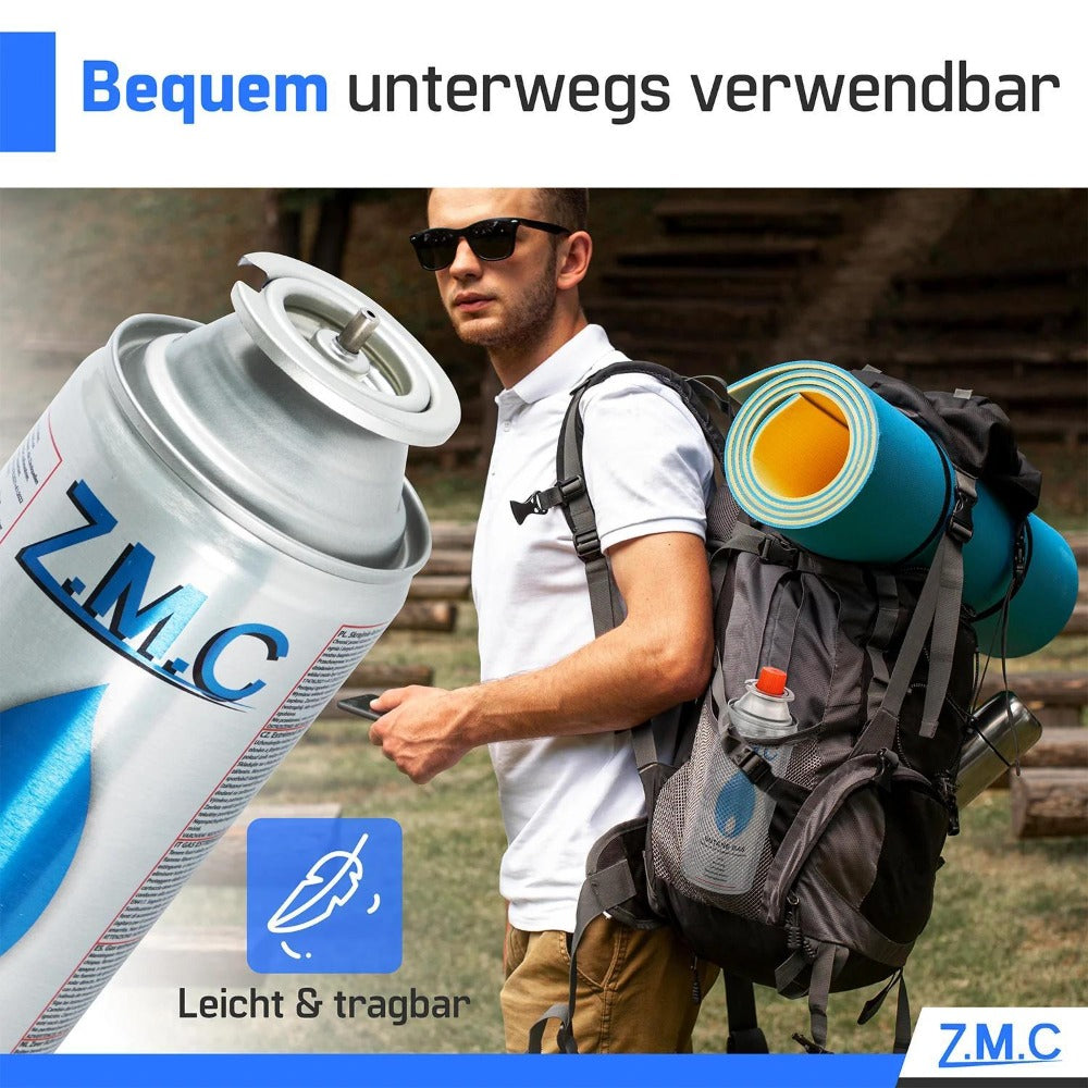 Cartuchos de Gas Butano ZMC 24× 227g Tipo MSF-1a con Válvula y Conexión de Bayoneta | Cartucho de Gas Universal para Cilindros de Gas de Camping para Estufas de Camping, Calentadores de Gas, Quemadores de Gas, Quemadores de Malezas y Sopletes de Soldadura