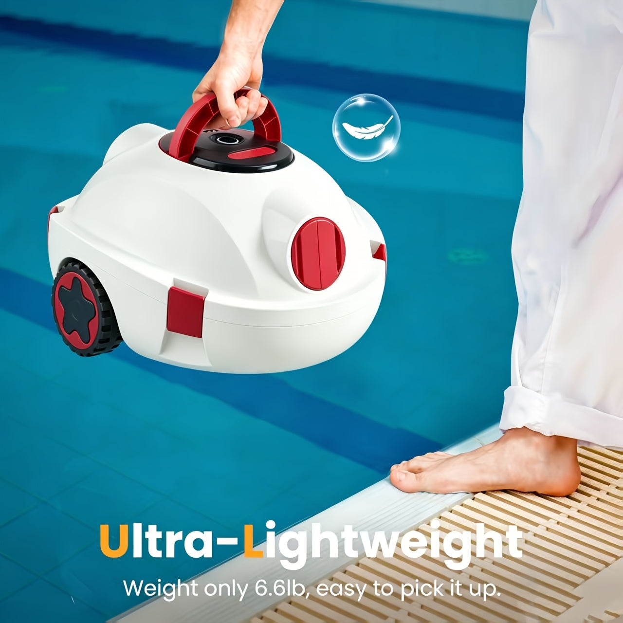 INSE Y10 Limpiador de Piscina Automático Inalámbrico - Seguro para Natación Familiar (Niños y Adultos), Cesta de Filtro de Gran Capacidad de 4.2L, IPX8, Succión de 21Kpa, Apto para Piscinas de 2.5M o Más Profundas, Autoparking, Imprescindible para la Limp