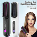 Plancha de pelo inalámbrica | Plancha de Cabello Inalámbrica, Calentamiento Rápido, Peine Alisador para Mujeres, Ligero, Puerto Tipo-C, Anti