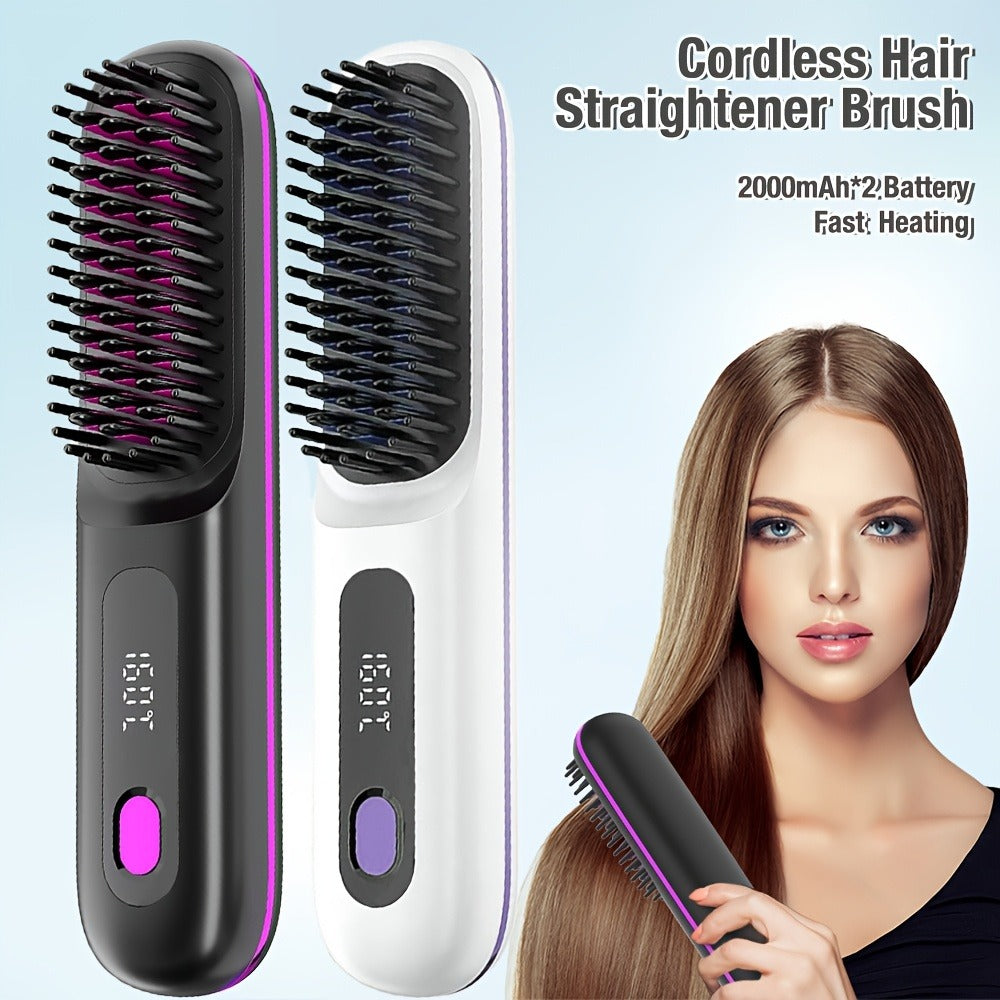 Plancha de pelo inalámbrica | Plancha de Cabello Inalámbrica, Calentamiento Rápido, Peine Alisador para Mujeres, Ligero, Puerto Tipo-C, Anti