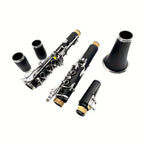 Siemonic Clarinete en Si bemol de 17 llaves, juego de clarinete chapado en níquel con estuche, kit de clarinete para principiantes con kit de limpieza y adicionales, instrumento de viento para práctica, interpretación y uso musical