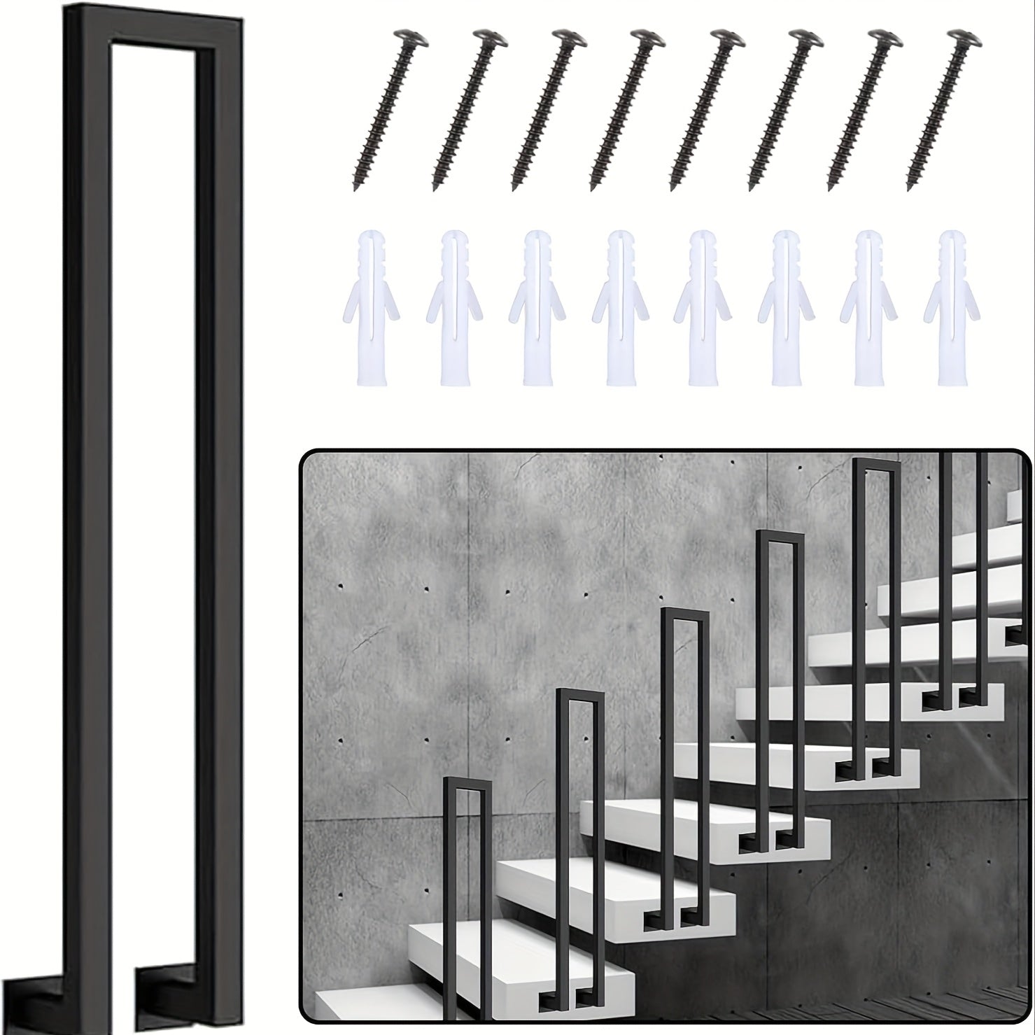 Barandilla metálica para escalera 110cm | Interior exterior balcón y pasillo
