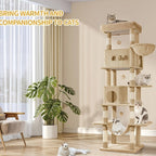 Rascador grande, árbol para gatos de 210 cm, con 8 postes rascadores, posadero, 2 cuevas, tapete lavable, hamaca, pelotas de felpa, rascador de varios pisos para gatos grandes, gris claro, gris oscuro