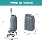 Carrito Compra Plegable de Aluminio, Carro de la compra plegable, tela Oxford bolsa, bolsa de la compra extraíble con ruedas, Carro de la Compra 6 Ruedas con Bolsa Oxford Desmontable, 88 x 33 x 27 cm, 23L.