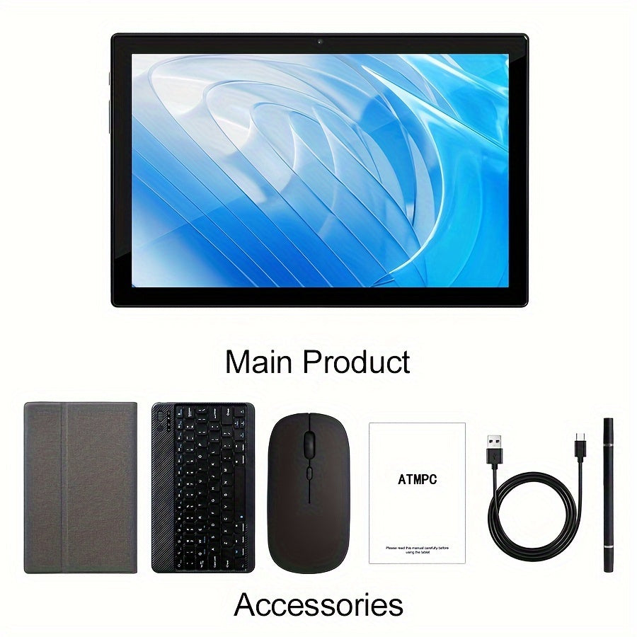 Tabletas Android | Tableta Android 14 de 10.1 Pulgadas, Tabletas 2 en 1 con Teclado, Ratón, Funda, Stylus, 128GB ROM y 12GB RAM (4GB+8GB), Doble