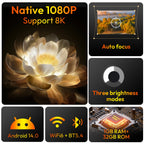 Proyector | Proyector XGODY Android 14, Decodificación Full HD 8K, Gimbal A6Pro Local 1080P, 550 ANSI Lúmenes, Autofocus y Corrección Keystone