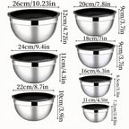 Juego de 7 piezas de ensaladeras prémium de acero inoxidable con tapas, juego de ensaladeras apilables, cuencos duraderos y gruesos, aptos para ensaladas, aptos para lavavajillas y microondas, ideal para Navidad, Hanukkah, Pascua, Acción de Gracias, almac