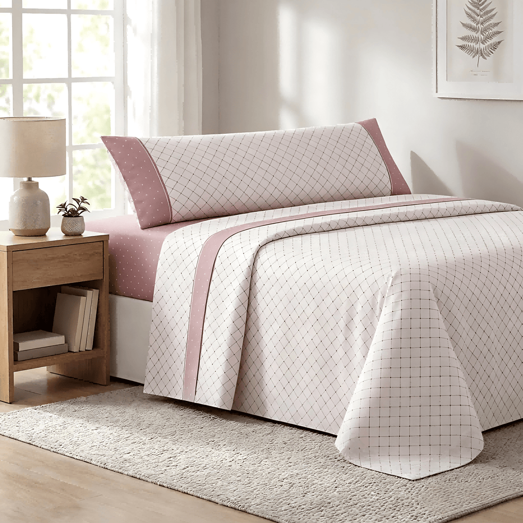 Juego de cama de 3/4 piezas apto para todas las estaciones, que incluye una sábana, una sábana ajustable y fundas de almohada. Medidas: 90 cm, 105 cm, 135 cm, 150 cm y 180 cm