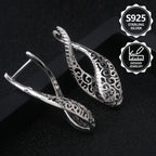 Pendientes de aro clásicos de moda para damas, 925 de plata de ley, sencillos, elegantes, diseño calado exquisito, pendientes exquisitos para damas, perfectos para viajes diarios, un regalo perfecto de recuerdo de vacaciones para ti y tus amigos, con caja