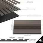 Conjunto de paneles acústicos de 4 piezas, paneles de pared hechos de chapa de madera auténtica, paneles acústicos de listones para paredes, paneles de madera en relieve 3D y fieltro acústico, tamaño 120 x 60 cm, color madera antracita marrón