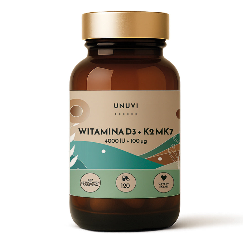 Vitamina D3 4000 IU + K2 MK7 100 Mcg FORTE - 120 Cápsulas Suplemento Dietético UNUVI