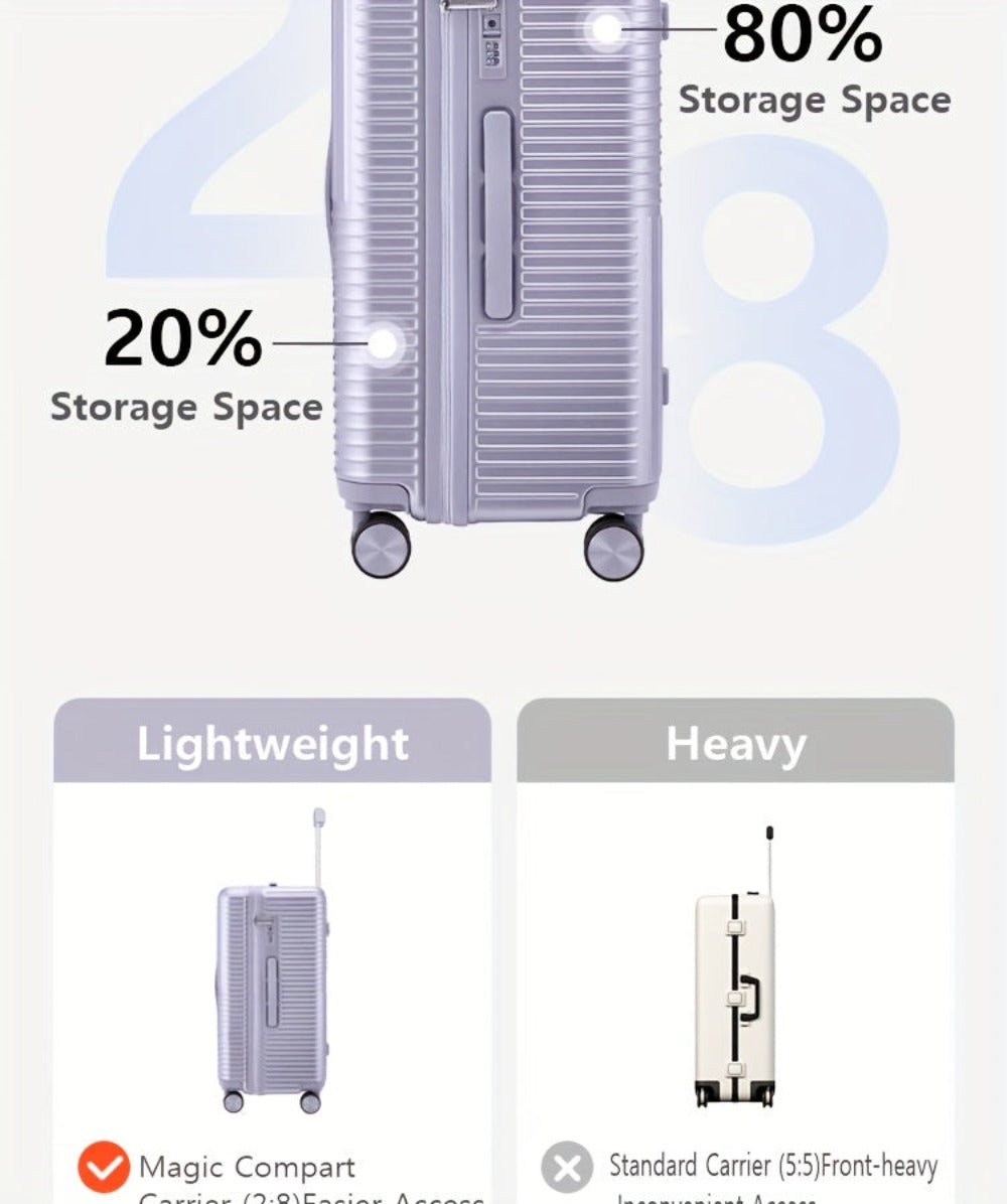 Maleta de mano de 20 pulgadas con forma de cubo, equipaje rígido ligero de gran capacidad con ruedas giratorias y cremalleras de doble protección, trolley de viaje multiusos para negocios y vacaciones