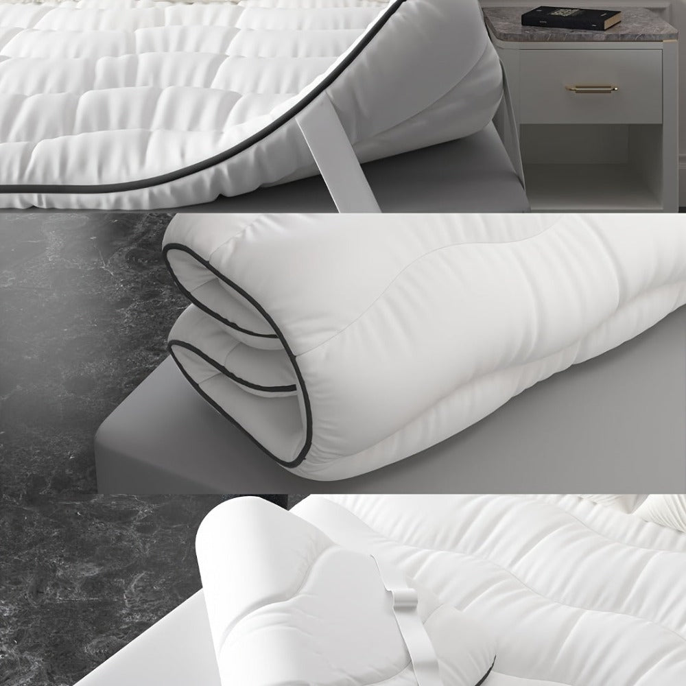 Protector de colchón lujoso - Súper cómodo, súper suave y transpirable, apto para todas las estaciones, fácil de cuidar y lavable a máquina, blanco clásico, patrón ondulado, estilo único