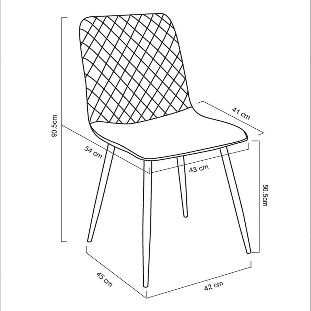 Sillas de comedor MCC Direct en conjunto de 4 piezas Hechas de terciopelo, patas de metal, sillas Lexi, sillas de diseño