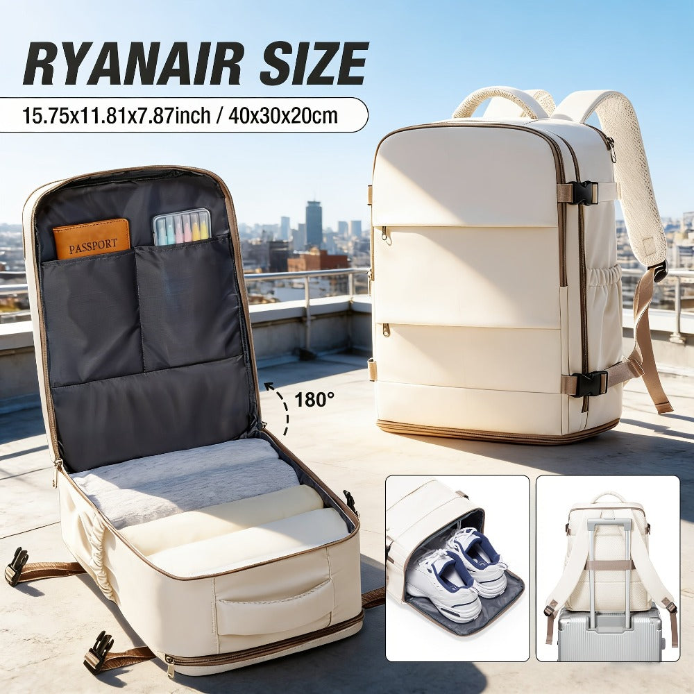 Mochila de Viaje Aprobada por Ryanair, 40X30X20Cm, Bolso de Mano para Aerolíneas, Mochila para Laptop de Gran Capacidad con Compartimento para Zapatos, Bolso de Fin de Semana de Negocios, Mochila Aprobada para Bajo el Asiento en el Avión