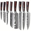 Juego de 8 cuchillos, Cuchillo de chef, Cuchillo de cocina universal, Acero inoxidable alemán, Mangos ergonómicos de Pakkawood para restaurante doméstico