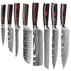 Juego de 8 cuchillos, Cuchillo de chef, Cuchillo de cocina universal, Acero inoxidable alemán, Mangos ergonómicos de Pakkawood para restaurante doméstico