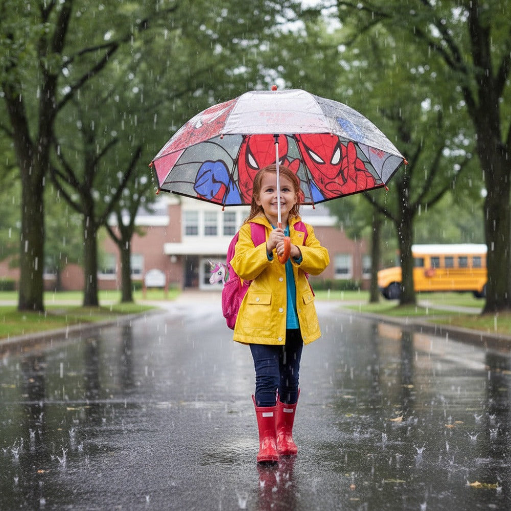 Paraguas de lluvia unisex para niños, transparente y multicolor, con forma de campana