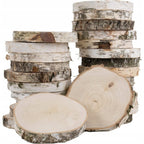 Lámina de Madera de Abedul 17–20 cm con Corteza Natural Redonda | Cortada a Mano, Cruda, Pulida, Producción de Poli | Perfecta para Decoraciones DIY, Adornos, Portavelas, Decoupage, Pirograbado, Transferencia de Fotos, Bodas Boho | Estructura de Veta Únic