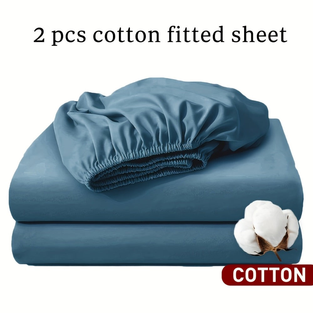Juego de 2 sábanas bajeras, 100 % algodón, disponibles en varios colores. Sábana bajera/protector de colchón/funda de colchón, hecha de material de algodón suave, transpirable y cómodo (no incluye fundas de almohada).