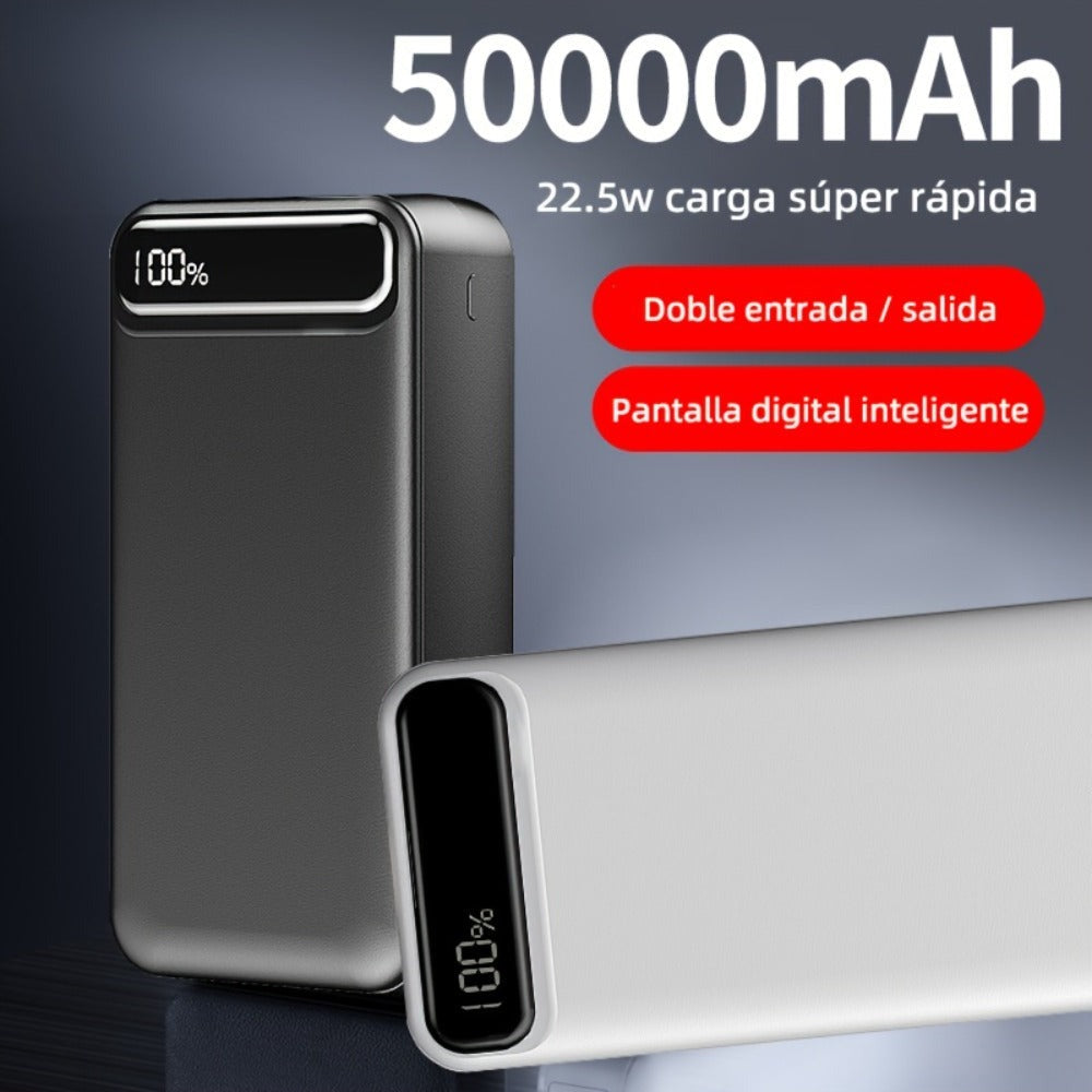 Batería Externa Portátil de 50000mAh de Gran Capacidad, Interfaz USB/TYPE-C, Pantalla Digital LED de Batería/Múltiples Interfaces, Carga Súper Rápida, Adecuada para Teléfonos Móviles/Productos Electrónicos Digitales, Batería de Respaldo de Emergencia Port