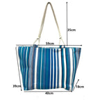 TOTE BAG Grande Rayas Multicolor – BOLSO DE PLAYA de Lona con Asas de Cuerda, Capacidad Extra, 6 Colores Disponibles