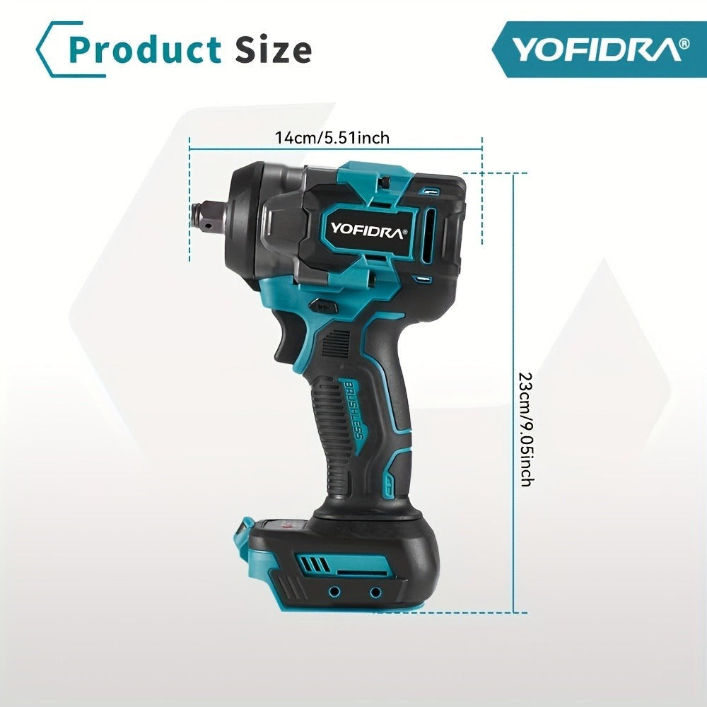 Llave de impacto eléctrica sin escobillas de 1000 N.m, juego de destornillador taladro inalámbrico de 1/2 pulgada, herramientas eléctricas para instalación automotriz y de muebles, compatible con baterías YOFIDRA