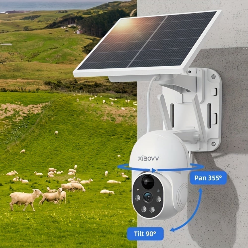 Cámara de seguridad solar solar XIAOVV P6 1080P inalámbrica para exterior 4G, vista PTZ 360°, visión nocturna a todo color, detección de movimiento, detección humana, audio bidireccional, notificación de alarma, compatible con red de 2.4GHz, para segurida