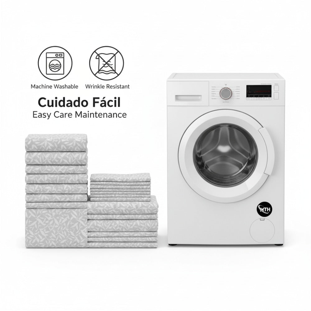 Juego de Sábanas 3 Piezas Estampadas Microfibra – Sábana Bajera Ajustable + Sábana Encimera + Funda Almohada, Suave y Antiárrugas, Cama 90 105 135 150 180, Poliéster microfibra