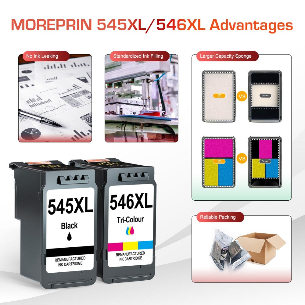Paquete múltiple de cartuchos de tinta compatibles para impresora Canon 545XL 546XL, 1/2/3/4 unidades, cartuchos PG 545XL CL 546XL, cartuchos de tinta para impresora Canon 545 546 XL para MG2450 MG2550 MG2950 MG2550s TR4550 TR4551 TR4650 TS3350 TS3450, co