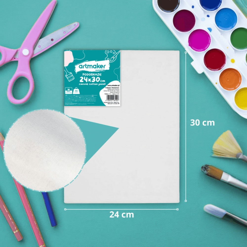 Lienzo para Artistas 24x30 cm, Superficie para Pintura, 100% Algodón Preparado para Acrílico, Óleo y Acuarela, Textura Lisa para Artistas y Aficionados, Panel Profesional de Pintura 24/30 cm, 3 mm de Grosor, Listo para Usar
