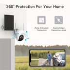 Cámara de seguridad exterior Arenti de 3MP con energía solar, PTZ 360° Pan-Tilt-Zoom, visión nocturna a color, sensor de movimiento PIR, audio bidireccional, foco y alarma de sirena, alta calidad, WiFi inalámbrico, alimentada por batería y USB, grabación