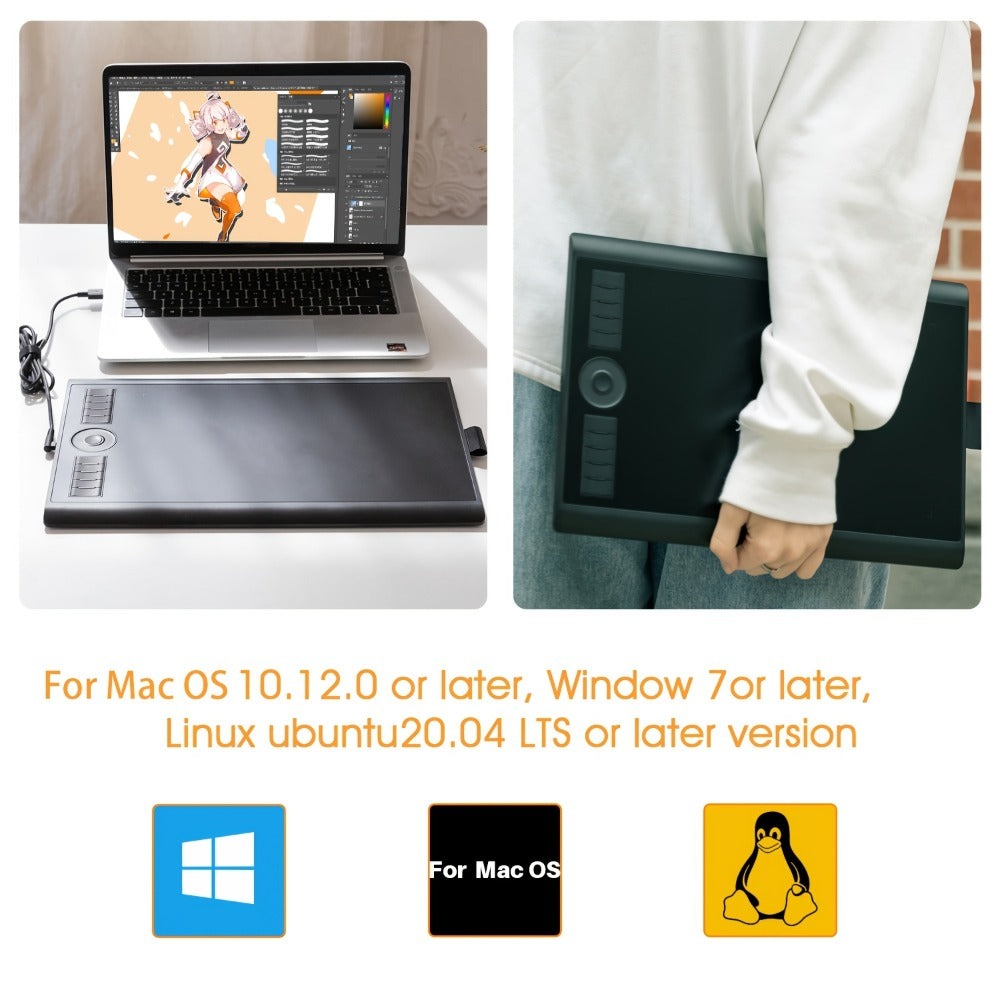 GAOMON M10K Tableta Gráfica Profesional Grande Compatible con Mac y PC, Mesa de Dibujo Grande con Lápiz Óptico sin Batería, 8192 Niveles, 10 Teclas de Acceso Rápido, - Adecuada para Arte Digital, Edición de Fotos, Diseño, para Uso de Oficina