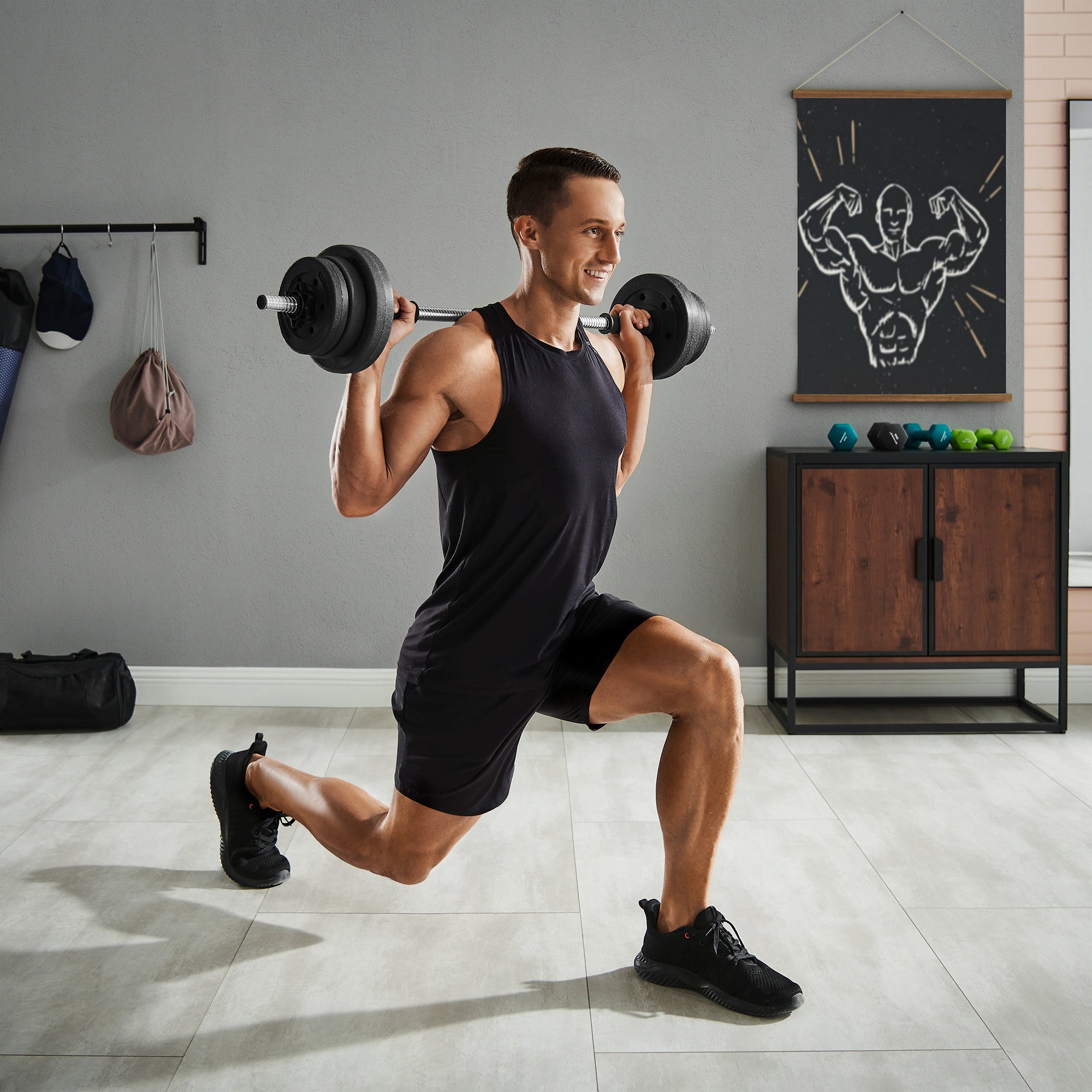Set de pesas ajustables para entrenamiento en casa, ideal para hombres y mujeres, incluye barra extra, perfecto para ejercicios de levantamiento de pesas y fitness en el hogar - 20KG - 1 par, regalo de Navidad, decoración