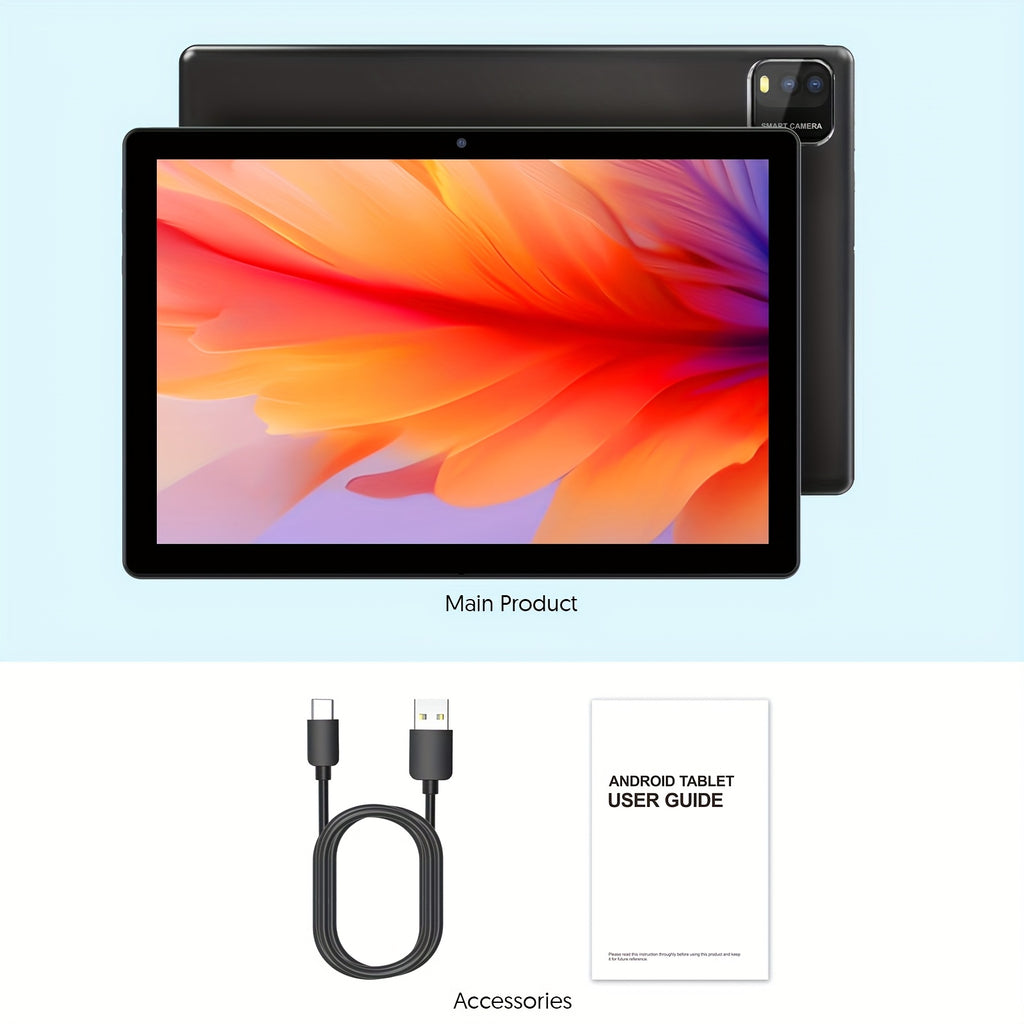 Tablet | Tablet Android 15 de 10 pulgadas, 12 (3+9) GB de RAM, 64 GB de ROM, Procesador Quad Core, Cámara de 2.0MP+8.0MP, 6000mAh, Múltiples