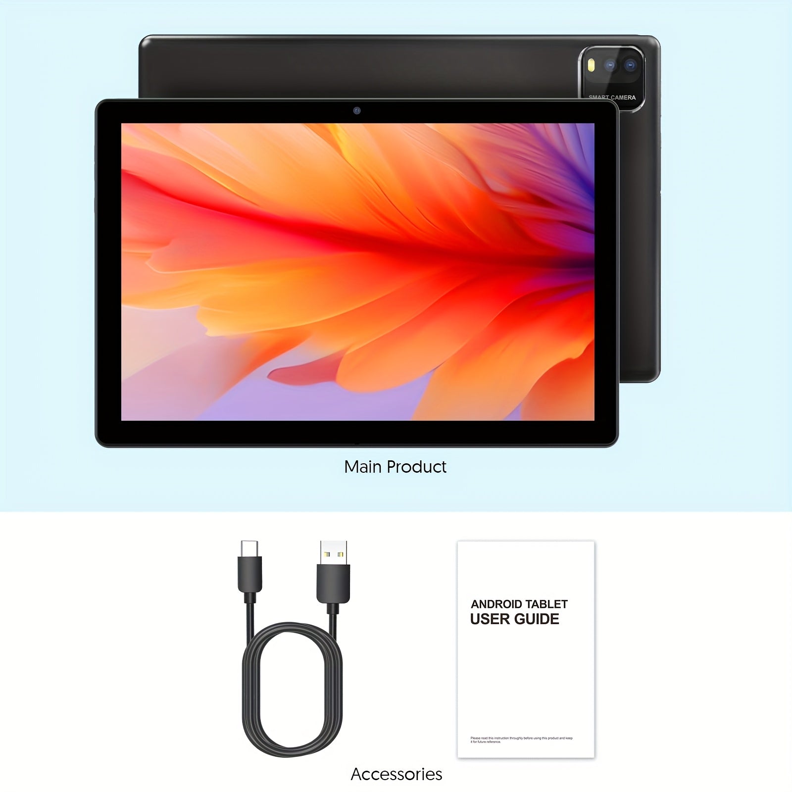 Tablet | Tablet Android 15 de 10 pulgadas, 12 (3+9) GB de RAM, 64 GB de ROM, Procesador Quad Core, Cámara de 2.0MP+8.0MP, 6000mAh, Múltiples