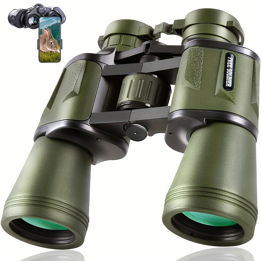 Prismáticos 10x50 para adultos, claridad HD, diseño compacto y duradero de plástico, enfoque central, incluye estuche de transporte y correa para observación de aves, observación de estrellas, viajes, fútbol