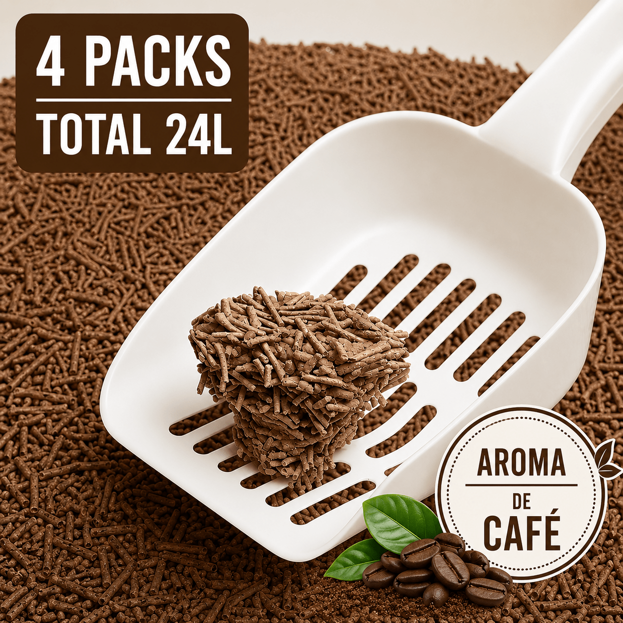 Arena de Tofu para Gatos 6L x 4 Bolsas – Ultra Aglomerante, Sin Polvo, Control de Olores, Absorbente y Segura para Gatitos