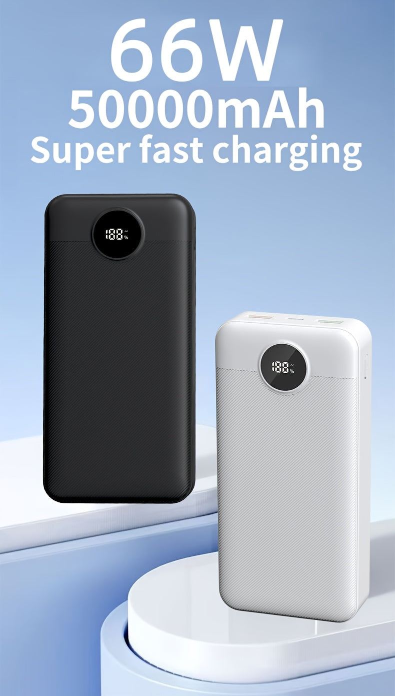 Batería externa | Batería Externa de Gran Capacidad de 50000mAh, Carga Súper Rápida, Interfaz USB/Tipo-C, Entrada/Salida, Pantalla LED de