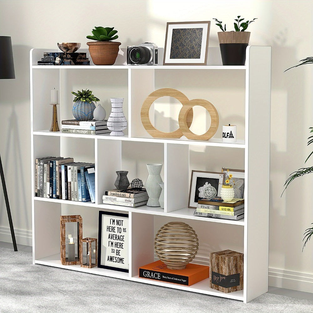 Estantería de Madera/Divisor de Ambiente 102*20*90cm, Unidad de Almacenamiento de Gabinete de Exhibición de 4 Niveles, Divisor de Ambiente, Partición, Librero, Estantería