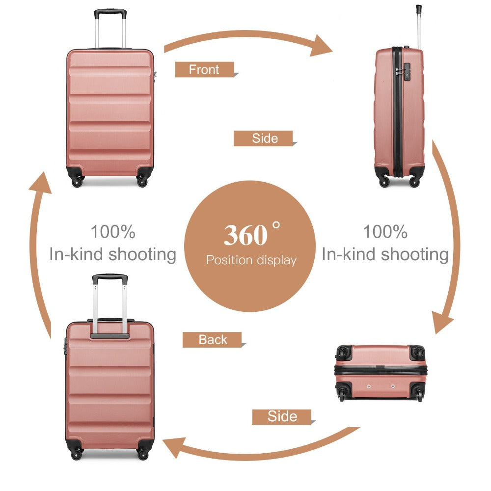 Diseño horizontal desnudo de gran capacidad con cerradura TSA ruedas giratorias maleta de shell duro ABS para regreso a clases regalo de vacaciones