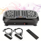 Plataforma de vibración inteligente con ajuste de 99 posiciones, masaje electromagnético y almohadilla Shiatsu para pies | Música USB, banda de resistencia | Plataforma de adelgazamiento silenciosa para pérdida de peso, escultura muscular, entrenamientos