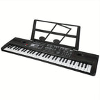 Teclado de Piano Digital de 61 Teclas con Micrófono, Teclado de Piano Musical Portátil, Teclado Electrónico Multifuncional, Instrumento Musical de Teclado para Piano, Regalos de Cumpleaños para Principiantes (Con Pantalla LCD)
