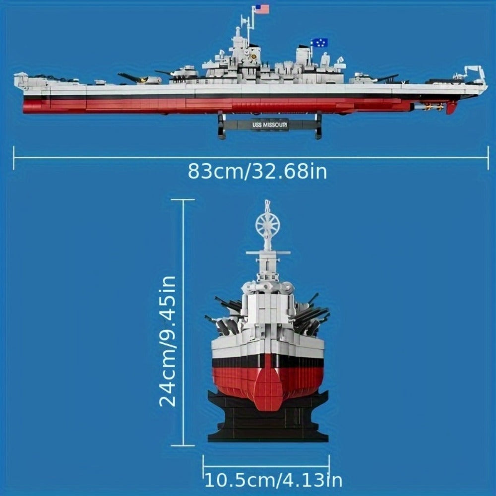 Set de bloques de construcción USS Missouri de 2228 piezas, Modelo de gran buque de guerra USS Missouri, Set de bloques de construcción para coleccionistas de buques de guerra para adultos, Regalo para entusiastas, Set de bloques de construcción FC4203