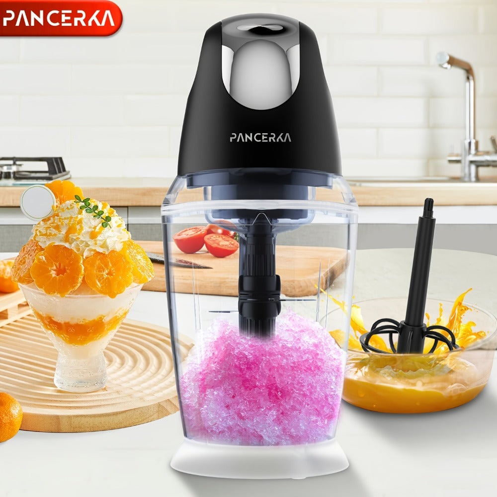 PANCERKA 1500ML Procesador de Alimentos Eléctrico con Picadora de Carne, Picadora, Batidora de Huevos y 6 Cuchillas, para Carne, Batidos, Verduras, Puré, Frutas, Ajo, Grande/Pequeño